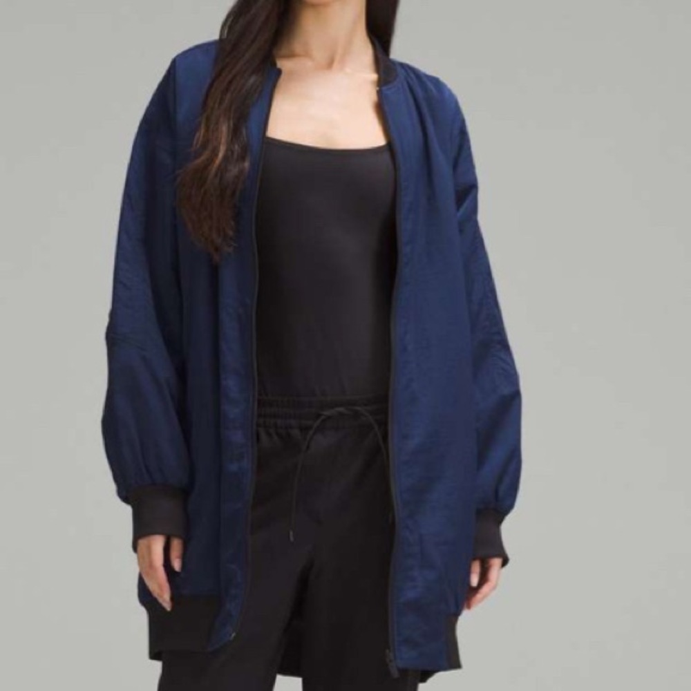 Lululemon Oversized Non-Stop Bomber Jacket Nightfalls/Black Size 8 NWT